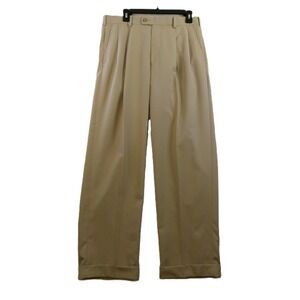 Pro Tour Pleated Golf Pants Mens 34x30 Tan Cuffed Khaki Trousers